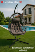 Scaun suspendat tip ou gradina Gri/Gri
